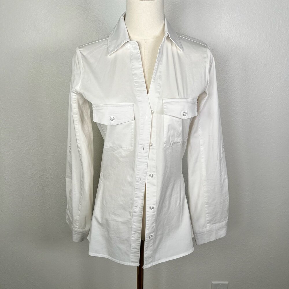 CHRLDR White Tracy Poplin Side Rib Button Up Shirt - Size XS